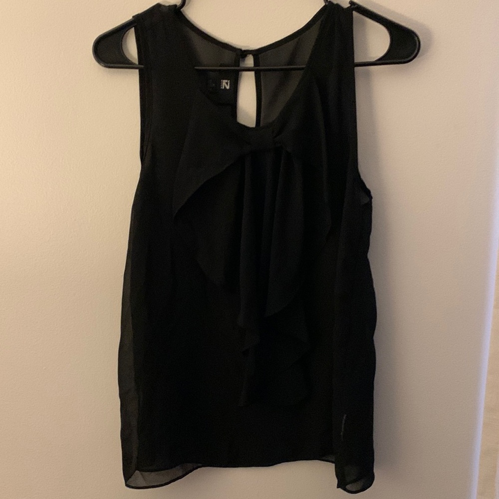 IZ Bauer Black Sheer Bow front Tank Top